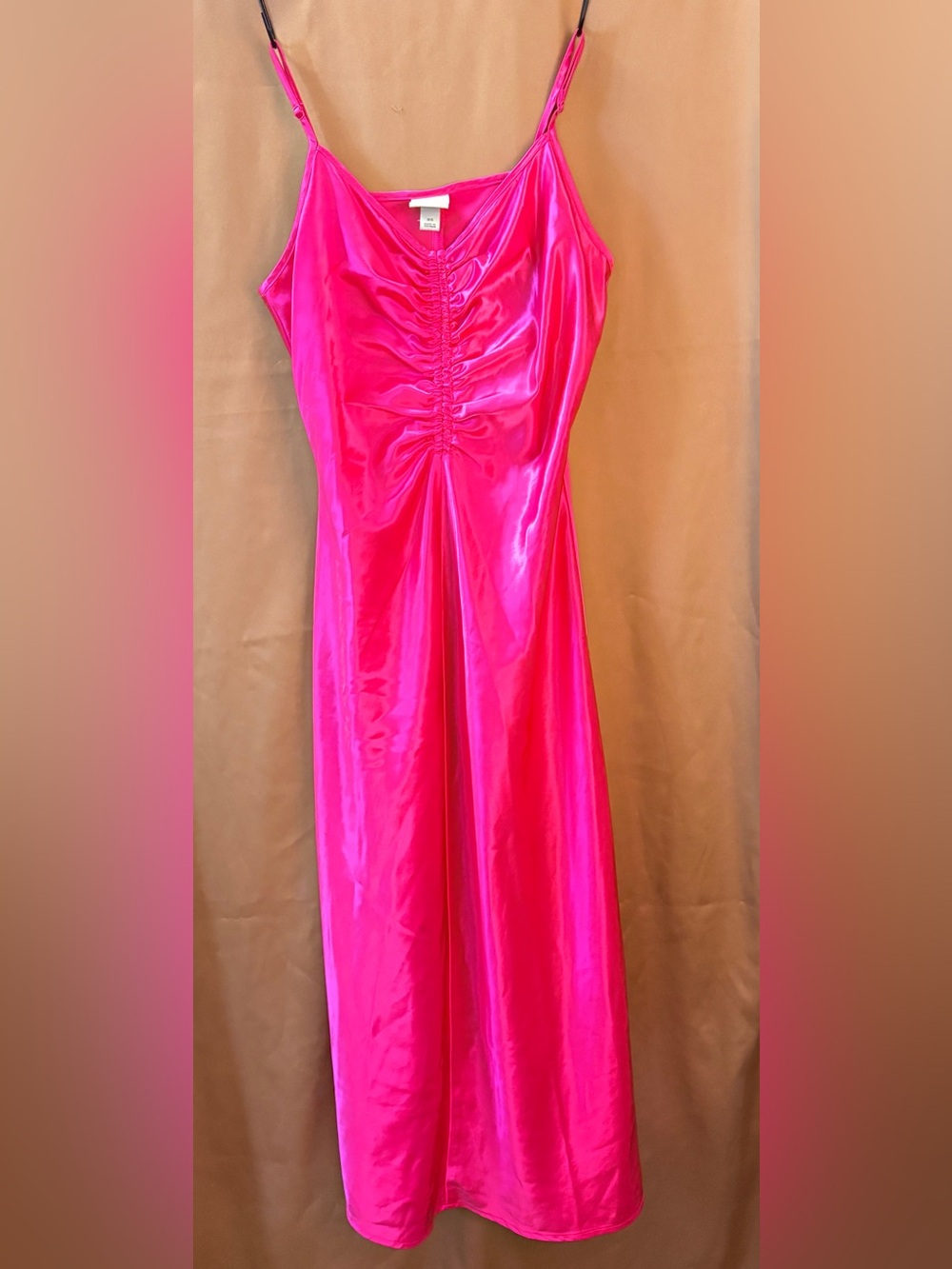 Bright Fuchsia Satin Midi Night Gown XS